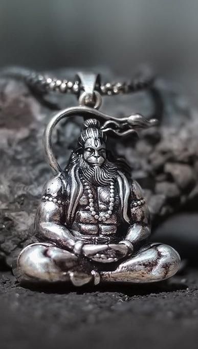 Hanuman Silver Locket With Chain - ShoppersDen