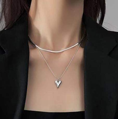 Premium Double Layered Love Heart Pendant - ShoppersDen