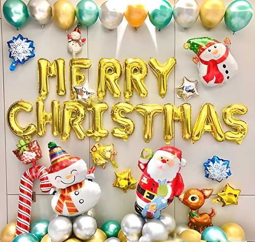 Merry Christmas Gold Letter Balloon Combo