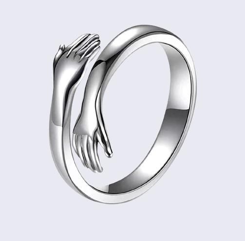 Silver Cuddle Hug Ring For Girls