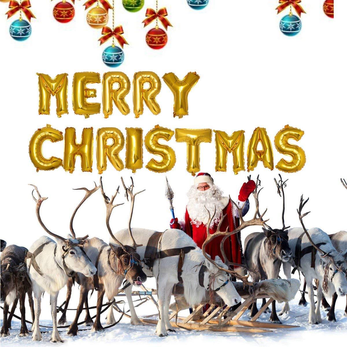 Merry Christmas Gold Letter Balloon Combo - ShoppersDen