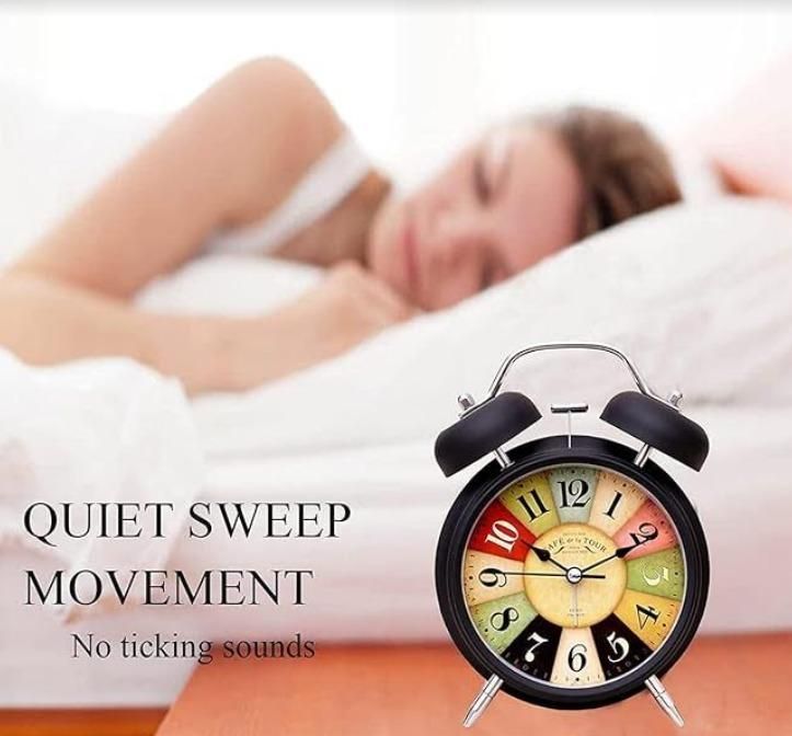 Metal European Style Vintage Silent Table Desk Alarm Clock - ShoppersDen
