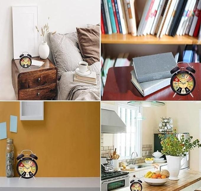 Metal European Style Vintage Silent Table Desk Alarm Clock - ShoppersDen